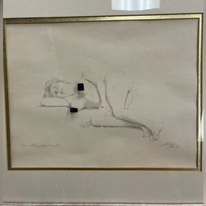 Framed Sheldon ‘Shelly’ Fink Thoughtful Nude Print 13/125